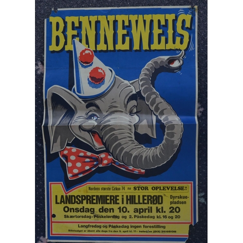 35 - Six international themed circus advertising posters to include Cirque Rancy 'Carrington' (99.5x69cm)... 