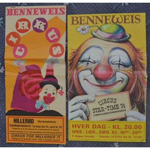 35 - Six international themed circus advertising posters to include Cirque Rancy 'Carrington' (99.5x69cm)... 