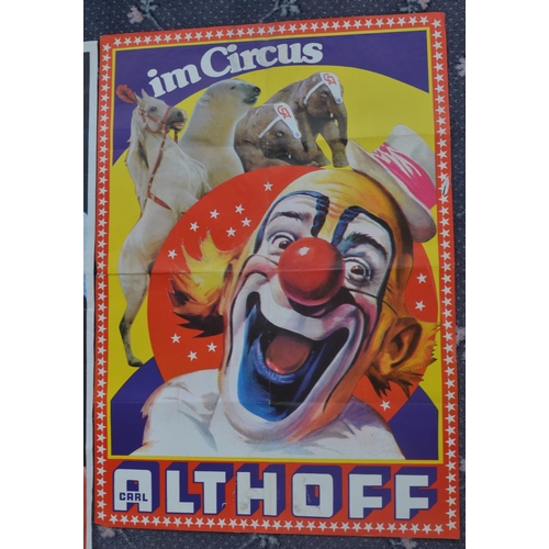 35 - Six international themed circus advertising posters to include Cirque Rancy 'Carrington' (99.5x69cm)... 