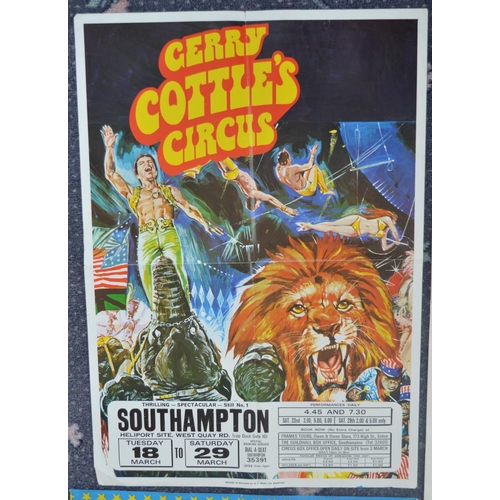 37 - Five Gerry Cottle's Circus advertising posters to include a large example (153x103.5cm), Carnival On... 