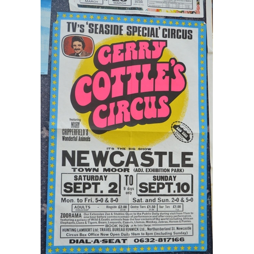 37 - Five Gerry Cottle's Circus advertising posters to include a large example (153x103.5cm), Carnival On... 