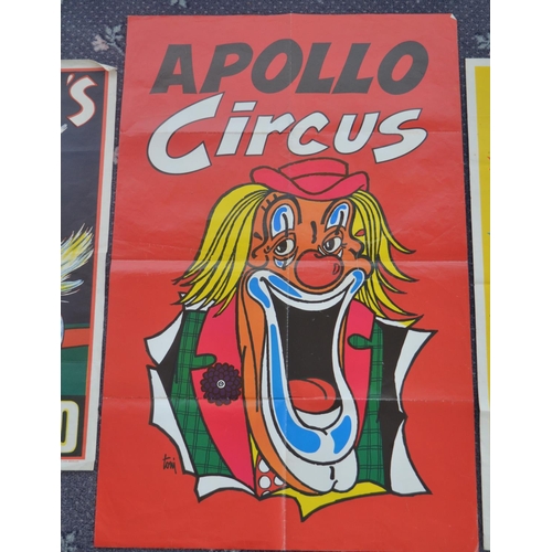 38 - Twelve circus advertising posters to include Ashton's Circus & Zoo (76x50cm), Jimmy Fossett's, Apoll... 