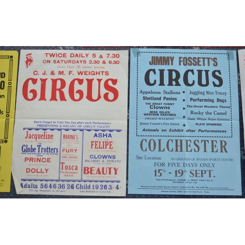 38 - Twelve circus advertising posters to include Ashton's Circus & Zoo (76x50cm), Jimmy Fossett's, Apoll... 