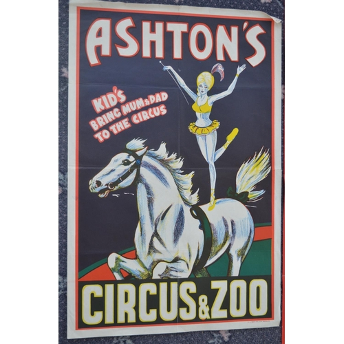 38 - Twelve circus advertising posters to include Ashton's Circus & Zoo (76x50cm), Jimmy Fossett's, Apoll... 