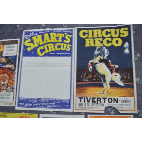 39 - Eleven circus/fair advertising posters to include Gerry Cottle, Circus Reco (75.5x50.5cm, damage to ... 