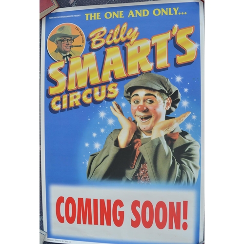 41 - Five circus/funfair advertising posters to include a large Billy Smart's example (152x101.5cm), Gerr... 