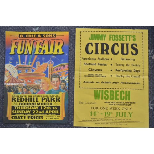 41 - Five circus/funfair advertising posters to include a large Billy Smart's example (152x101.5cm), Gerr... 