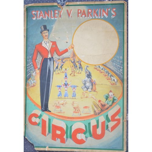 42 - Three circus/fairground related advertising posters to include 'Super Dodgems' (101.5x74cm), Stanley... 