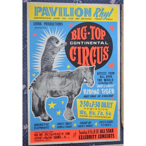 42 - Three circus/fairground related advertising posters to include 'Super Dodgems' (101.5x74cm), Stanley... 