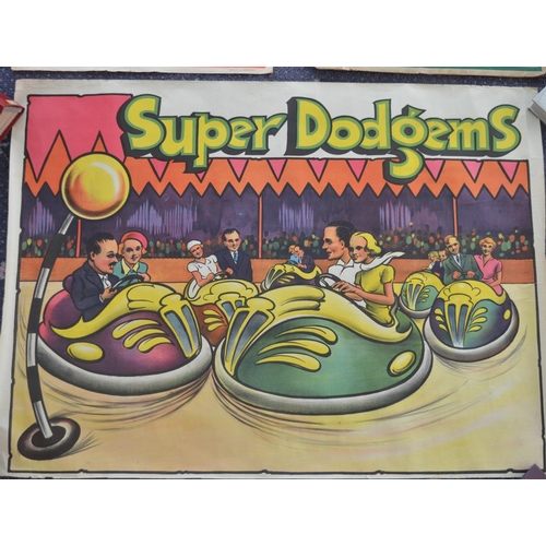 42 - Three circus/fairground related advertising posters to include 'Super Dodgems' (101.5x74cm), Stanley... 