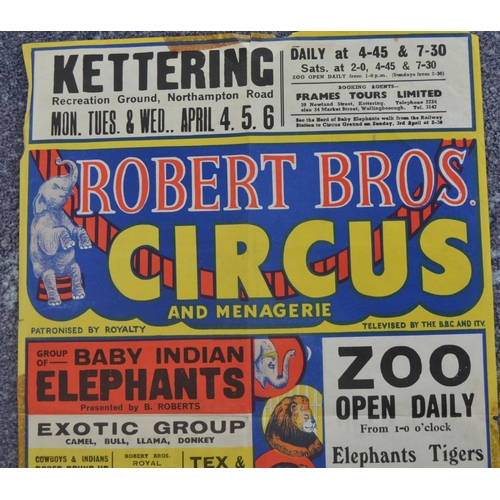 43 - Vintage W.E.Berry advertising poster for Robert Bros Circus featuring a sacred Burmese Ass, Arab Sta... 