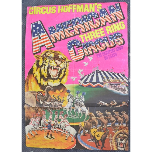 55 - Three North American circus posters to include Circus Hoffman's American Three Ring Circus (96.5x137... 