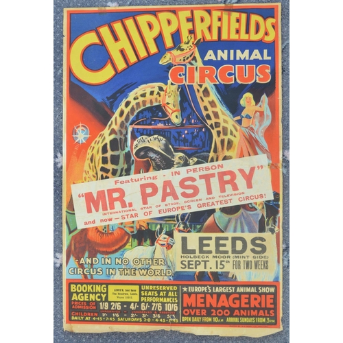 61 - Three vintage W.E.Berry Chipperfield's Circus event advertising posters (2 with 1953 written in pen ... 