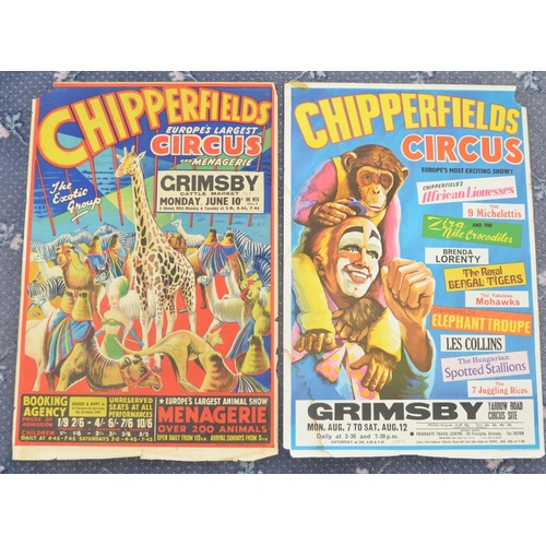 62 - Two vintage W.E.Berry Chipperfield's Circus event advertising posters, Grimsby (both with years writ... 