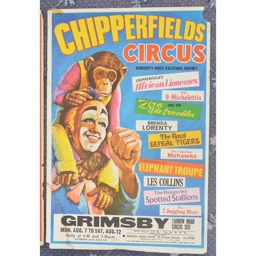 62 - Two vintage W.E.Berry Chipperfield's Circus event advertising posters, Grimsby (both with years writ... 