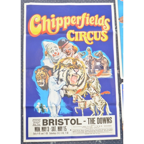 63 - Seven Chipperfield's Circus event advertising posters, (including Sally and John Chipperfield's), Gr... 