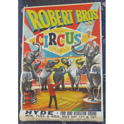 64 - Four Robert Bros Circus event advertising posters (3 by W.E.Berry), larger examples approx 50.5x76cm... 