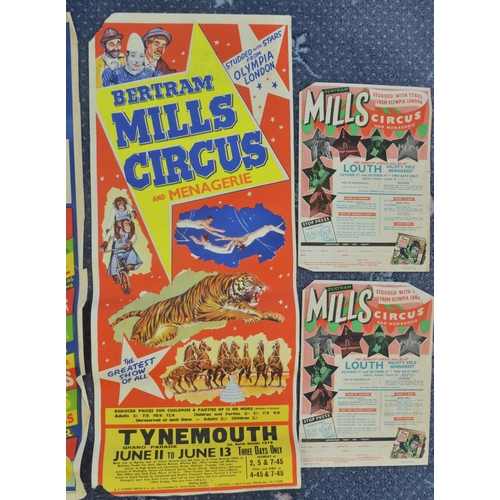 65 - Three W.E.Berry Bertram Mills advertising posters and others, largest example approx 49.5x75.5cm (6)