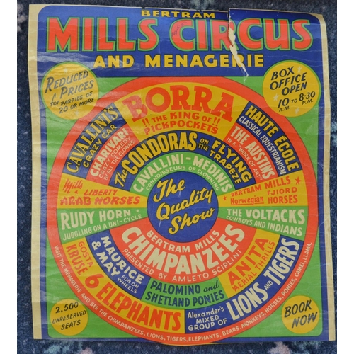 65 - Three W.E.Berry Bertram Mills advertising posters and others, largest example approx 49.5x75.5cm (6)