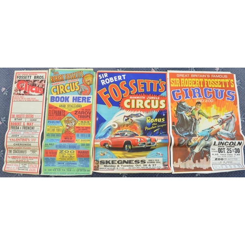 67 - Four vintage C1950's Sir Robert Fossett's Circus advertising posters (3x W.E.Berry, 1x Taylors), lar... 