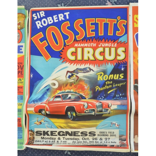 67 - Four vintage C1950's Sir Robert Fossett's Circus advertising posters (3x W.E.Berry, 1x Taylors), lar... 