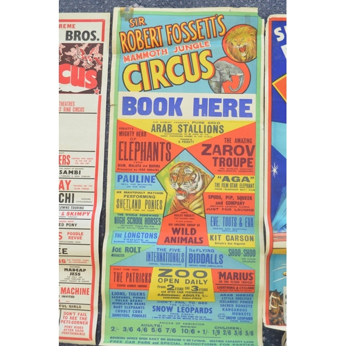 67 - Four vintage C1950's Sir Robert Fossett's Circus advertising posters (3x W.E.Berry, 1x Taylors), lar... 