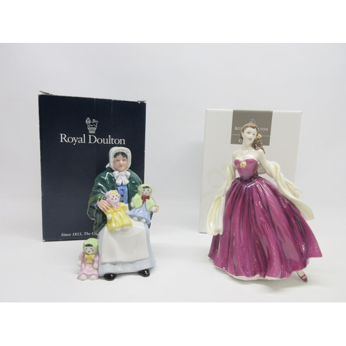 1027 - Royal Doulton Figures, Special Celebrations HN4234, with box, H22.5. The Rag Doll Seller HN2944, wit... 