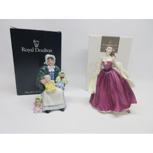 1027 - Royal Doulton Figures, Special Celebrations HN4234, with box, H22.5. The Rag Doll Seller HN2944, wit... 