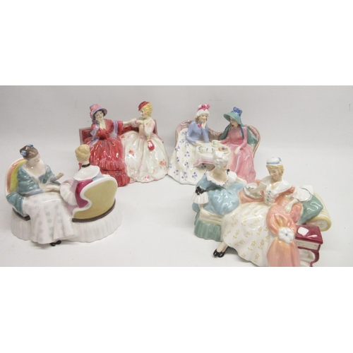 1037 - Royal Doulton figures, The Gossips HN1429, H15cm. Heart to Heart HN2276, H14.5cm. Afternoon Tea HN17... 