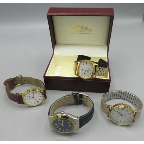 520 - Tissot gold plated quartz wristwatch with date, signed white Roman dial, centre seconds signed snap ... 