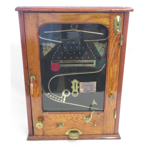 118 - Vintage oak cased slot machine, 35cm x 15cm x 61cm