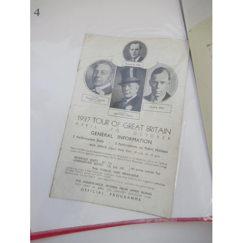 124 - Folder cont. Bertram Mills programmes, Luncheon plans, ephemera etc., various dates from the 1930s, ... 