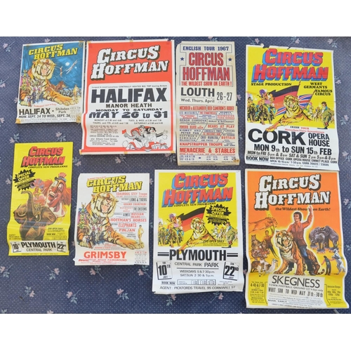 68 - Eight Circus Hoffman Circus advertising posters (late 1960's-early 1980's) including 4 W.E.Barry, la... 