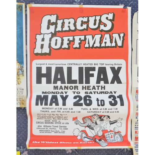 68 - Eight Circus Hoffman Circus advertising posters (late 1960's-early 1980's) including 4 W.E.Barry, la... 