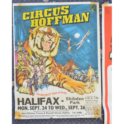 68 - Eight Circus Hoffman Circus advertising posters (late 1960's-early 1980's) including 4 W.E.Barry, la... 