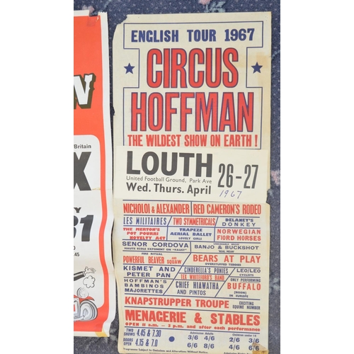 68 - Eight Circus Hoffman Circus advertising posters (late 1960's-early 1980's) including 4 W.E.Barry, la... 