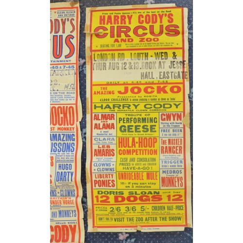 70 - Collection of vintage Harry Cody's Circus event advertising posters (early 1950's-60's) to include B... 