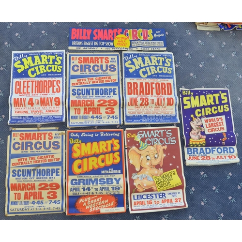 71 - Collection of Billy Smart's Circus event advertising posters mostly 1950s'-60's including Leicester,... 