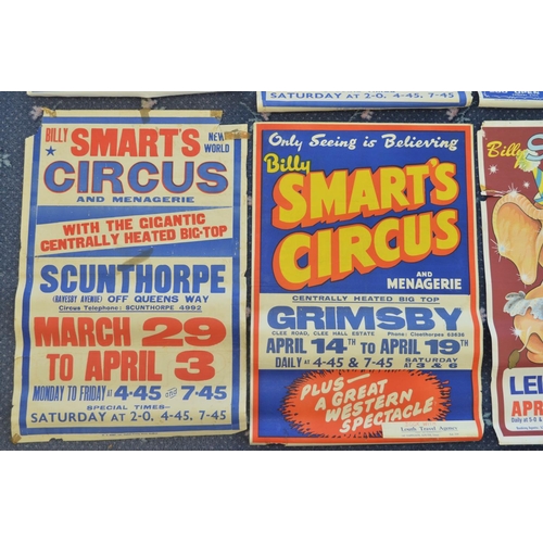 71 - Collection of Billy Smart's Circus event advertising posters mostly 1950s'-60's including Leicester,... 