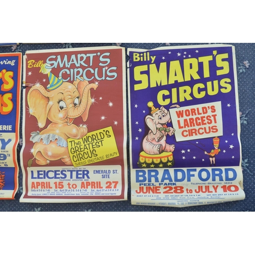 71 - Collection of Billy Smart's Circus event advertising posters mostly 1950s'-60's including Leicester,... 