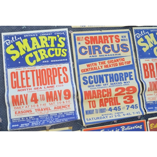 71 - Collection of Billy Smart's Circus event advertising posters mostly 1950s'-60's including Leicester,... 