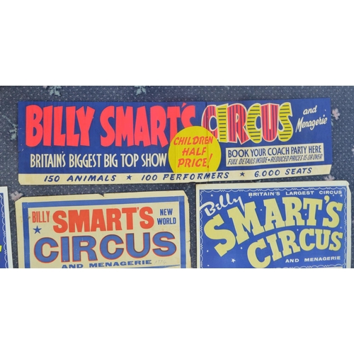 71 - Collection of Billy Smart's Circus event advertising posters mostly 1950s'-60's including Leicester,... 