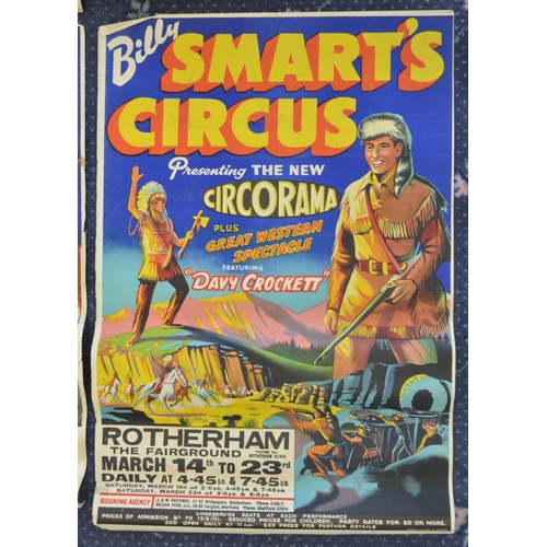 75 - Five vintage W.E.Berry Billy Smart's Circus event advertising posters (1950s) to include Lincoln, Gr... 