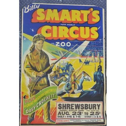 75 - Five vintage W.E.Berry Billy Smart's Circus event advertising posters (1950s) to include Lincoln, Gr... 