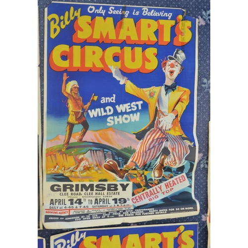 75 - Five vintage W.E.Berry Billy Smart's Circus event advertising posters (1950s) to include Lincoln, Gr... 