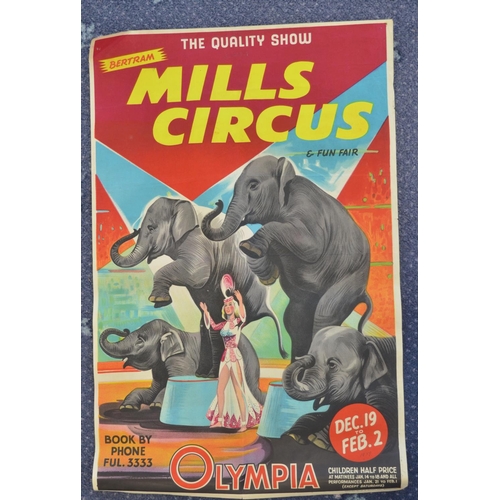 76 - Vintage W.E.Berry Bertram Mills Circus and Fun Fair event advertising poster (late 1950s) size appro... 