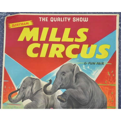 76 - Vintage W.E.Berry Bertram Mills Circus and Fun Fair event advertising poster (late 1950s) size appro... 