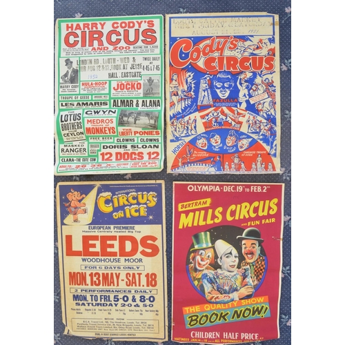 77 - Four vintage Circus event advertising posters (Circa 1950s, 3x W.E.Berry) to include 2x Harry Cody, ... 