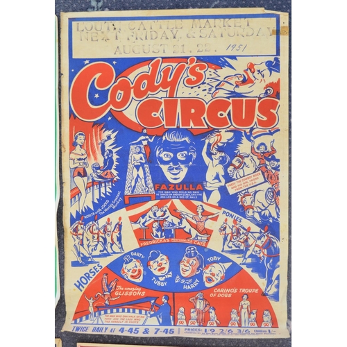 77 - Four vintage Circus event advertising posters (Circa 1950s, 3x W.E.Berry) to include 2x Harry Cody, ... 