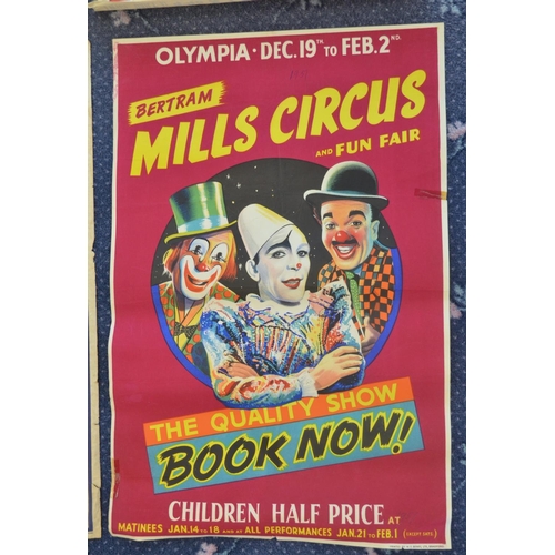 77 - Four vintage Circus event advertising posters (Circa 1950s, 3x W.E.Berry) to include 2x Harry Cody, ... 